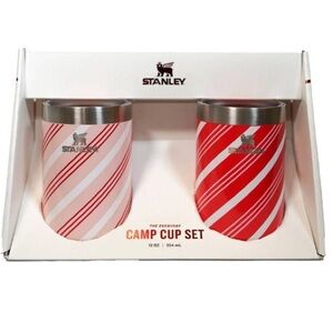 NIB Stanley Striped Red and White Camp Cup Set 12 oz